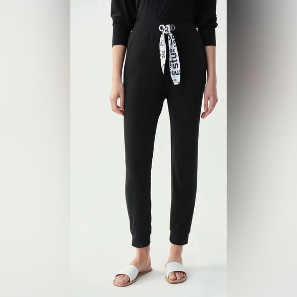 Joseph Ribkoff Black Track Pants Style 221220 Size 4 - Picture 1 of 10